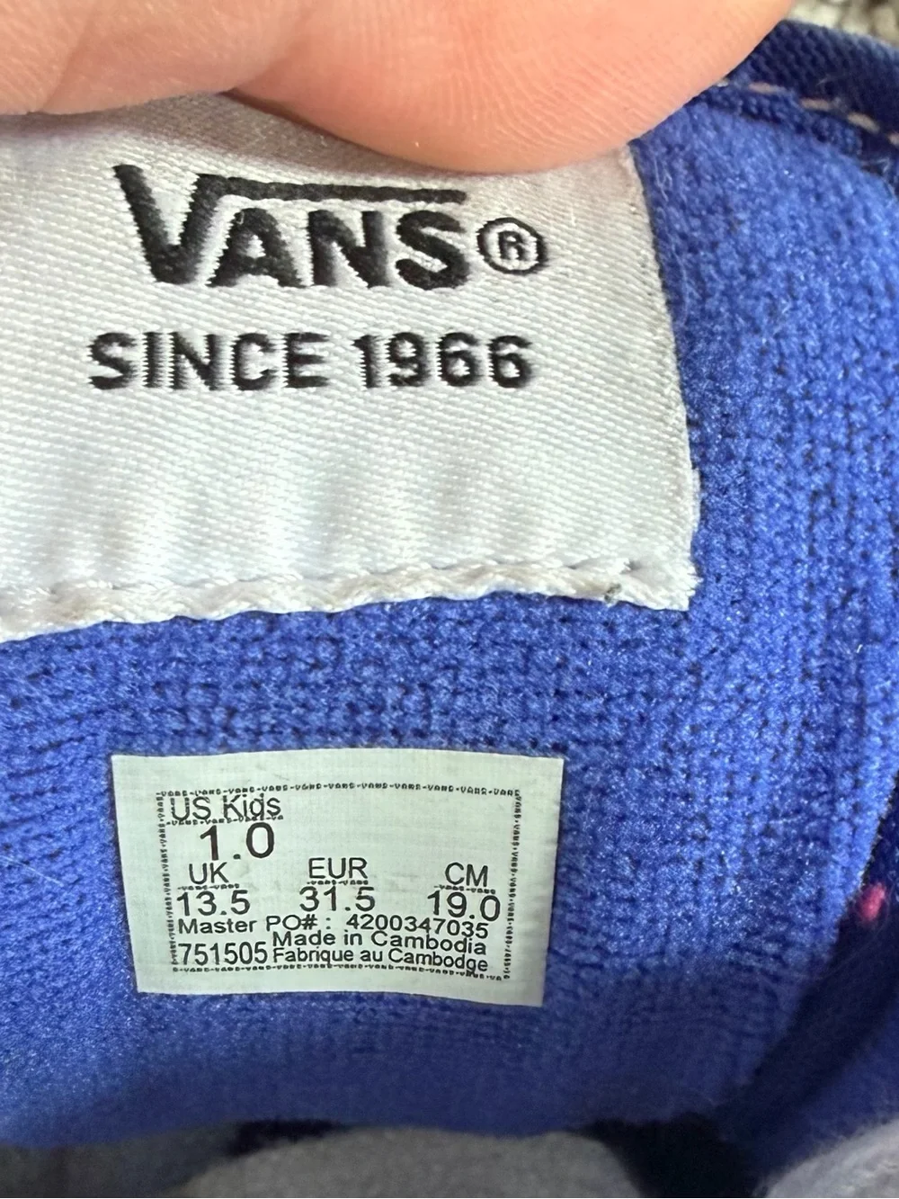 Vans Knu Skool Royal Blue White Canvas Suede Sneakers Kids Size 1.0